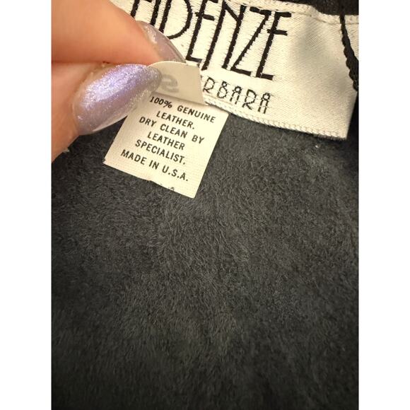 80s Vintage FIRENZE | Black Leather and lace Corset Basque Waist Dress Small - Picture 7 of 7